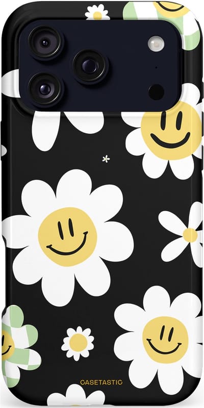 Casetastic hoesje geschikt voor Apple iPhone 17 Pro Max - MagSafe - Dubbellaagse bescherming - Vrolijke Madeliefjes - Fashion Case - Zwart Wit Geel