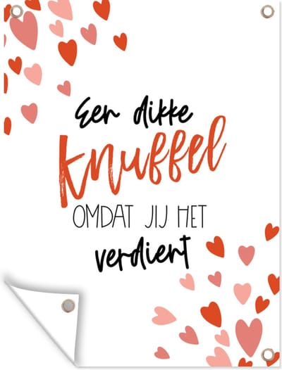 Muurdecoratie buiten Get well soon - Quote - Hartjes - 120x160 cm - Tuindoek