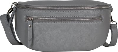 AmbraModa GLX2 - Heuptas buiktas crossbodytas, ideaal voor vakantie, reizen, uitgaan gemaakt van echt leer. Grijs