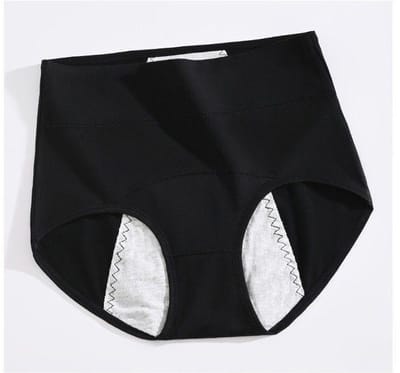 Set van 2 wasbare incontinentieslipjes voor dames, anti-urinelekslipjes, wasbaar, sterk absorberend menstruatieondergoed met hoge taille,zwart,L (Aanbevolen: 40–52.5 kg)