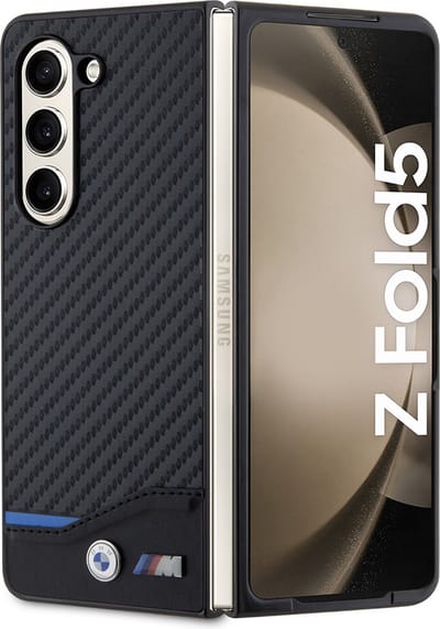 BMW Backcase hoesje geschikt voor Samsung Galaxy Z Fold 5 - Effen Zwart - Kunstleer