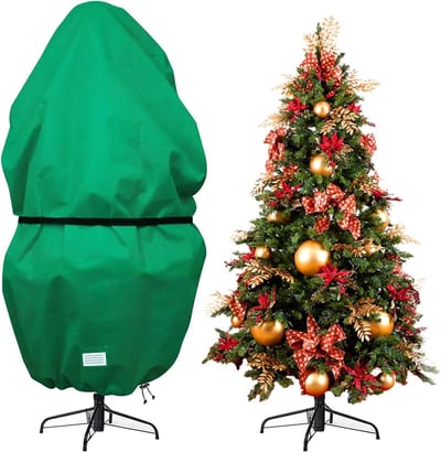 Opbergzak voor kerstboom van scheurbestendig niet-geweven materiaal met bevestigingskoord, ideaal voor het transporteren van kerstbomen tot 4FT en andere winterplanten