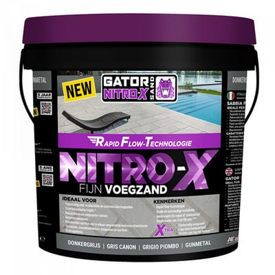 Gator Nitro X Fijn voegzand 12,5 kg emmer | Nat verwerken - DONKERGRIJS