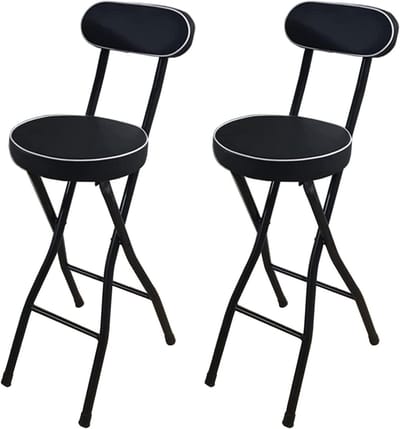 Inklapbare barkruk - Hoge stoel - Keuken en bar - Met rugleuning - Verschillende hoogtes - Zwart