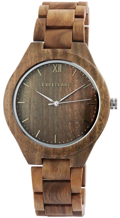 EXCELLANC Herenhorloge sandelhout Mineralglas