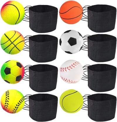 Bouncy Wristband Ball - 8pcs Sportpolsballen - Rubber Veiligheid Met Armband En Touw - Vrijetijdsbesteding Voor Kinderen Volwassenen Oefening Sport Buiten Spelen