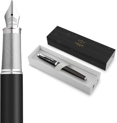 Parker IM Premium Vulpen | Legacy of Flight Collectie | Chroomafwerking | Fijne Vulpenpunt met Blauwe Inktvulling | Geschenkdoos