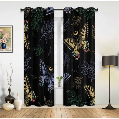 Vlinder Aquarel Plant Vintage Raamgordijnen voor Woonkamer Slaapkamer Gordijn Modern Keuken Jaloezieën Draperieën Gordijnen 135W x 60H(cm) x1