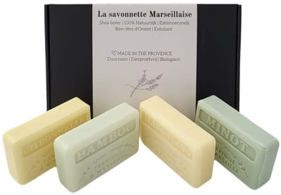 Zeep brievenbuscadeau: Ylang Ylang, Citronella, Bamboe, Minot savon de marseille zepen