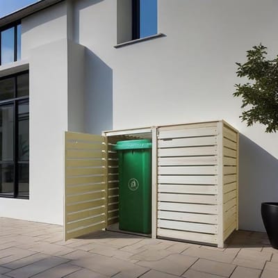 Quvo® Kliko Ombouw – Containerberging – Enkele Containerkast inclusief Achterwand – Containerombouw - Container Ombouw – Hout – Voor 2x 240 Liter Containers - 140cm x 81cm x 116cm