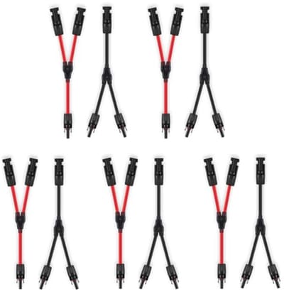 5 Paar Zonne-Connectoren Y Tak Parallelle Adapters voor Zonnepaneel - 10AWG Kabel