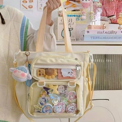 Japanse Transparante Ita Tas Handtas Dames Anime Draagbaar Grote Capaciteit Meisjes Schoudertas Tote Bag Nylon Crossbody Tassen ItaBag 32x25x11cm gray