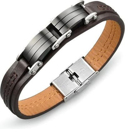 Montebello Armband Abroma - 316L Staal - PU Leer - 12mm - 20.5cm