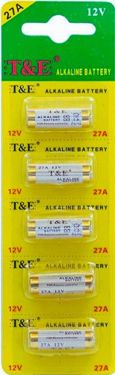12V 27A Alkaline Batterijen – Langdurig Power Pack (5 Stuks) - Geschikt voor Afstandsbedieningen, Auto Alarmen en Elektronische Apparaten