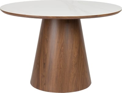 Housecraft Living Almira Eettafel Rond 115 cm Hout/ Marmerlook Walnootkleur - Bruin