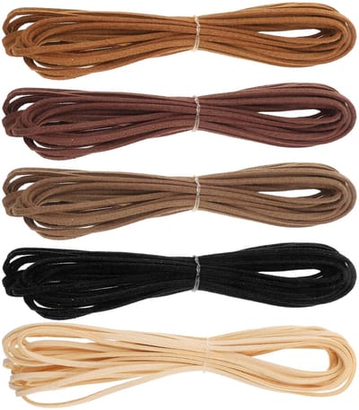 Dailygoods- Leren Band Hoogwaardig Suède - 5 Rollen - 2 mm x 5 m - Sieraden Maken - Knutselen - Gevlochten Kralen - Duurzaam Materiaal - Suède Koord