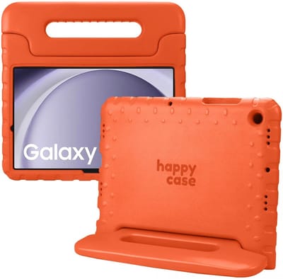 HappyCase Kinder Tablethoes Geschikt voor Samsung Galaxy Tab A11 / Tab A9 | Kindvriendelijke Hoes | Beschemhoes | Kinderhoes | met Handvat en Standaard | Oranje