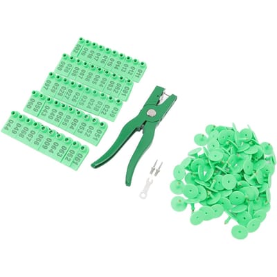 Pince à boucles d'oreilles Professionnelle pour l'identification animale avec boucles d'oreilles numériques pour l'élevage Vert green