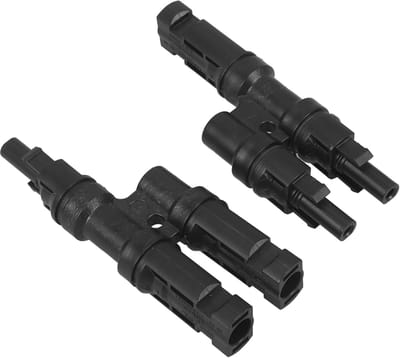 Zonnepaneel Connectoren - Kabel Verbindingen - Energie Opwekken - T-vormige Drie Weg - 11 cm Lengte - Zwart