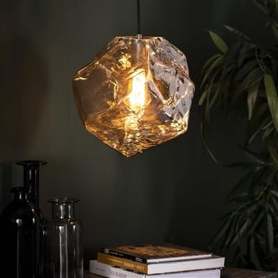 PS-Collection Rock Chromed 1L Hanglamp - 28x28x150 cm - Glas - hanglampen eetkamer, hanglamp zwart, hanglampen woonkamer, hanglamp slaapkamer, hanglamp kinderkamer, hanglamp rotan, hanglamp hout, hanglamp industrieel
