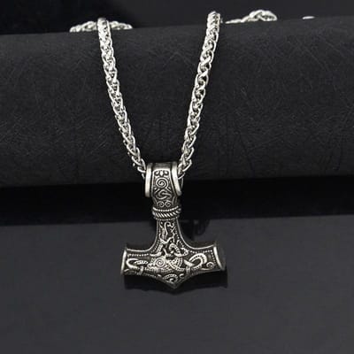 Punk Ketting voor Mannen Thor Hamer Mjolnir Viking Amulet Hamer Scandinavische Hanger Noorse Sieraden Metalen Ketting Hanger Sieraden black