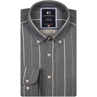 Giordano Overhemd Brando Button-Down Soft Brushed Satin Multi Stripe Sky Blue / male