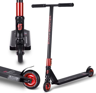 Suotu Stuntstep - Step - Kinderstep - Speelgoed Jongens/Meisjes - Maximale stuurhoogte: 78 cm - Aluminium - Buitenspeelgoed - Zwart/Rood