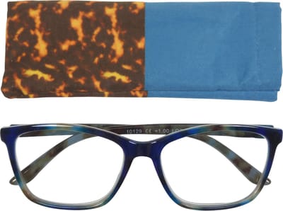 Lilly&June Leesbril Blauw/Beige Marmer +1 - Met Bijpassend Etui