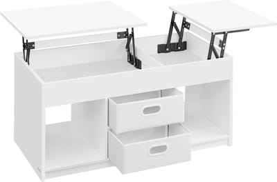 VASAGLE - Salontafel - Bijzettafel - Met Verhoogbaar Blad - 2 Lades - Verborgen en Open Opbergvakken