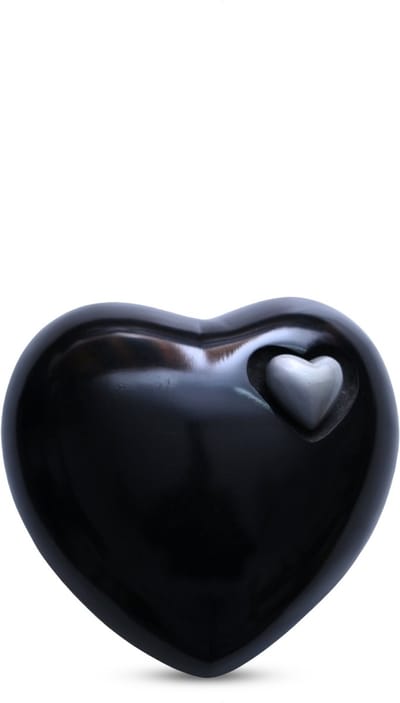 Luxe As Urn - 850 ml - Hart Urn - Druppel Urn - Crematie Urn - Uniek - Voor Huisdieren of Menselijk As - Crematie As - Mini Urn - Decoratie Urn - Black Heart