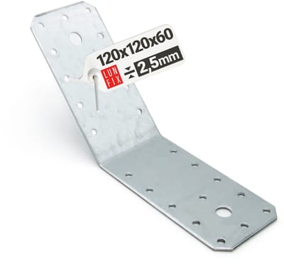 LUN FIX - Hoekverbinder 120 x 120 x 60 mm - 135° graden - 2,5 mm sterk - zwaar belast