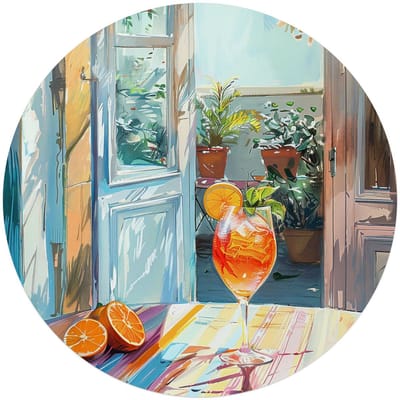 Glasschilderij Aperol in de zon - Ø 70 - Glas - REINDERS