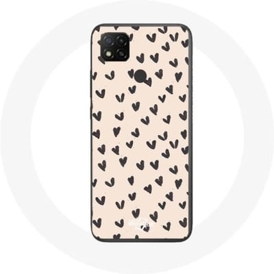 Xiaomi Redmi 9C Black Hearts-achtergrondhoesje