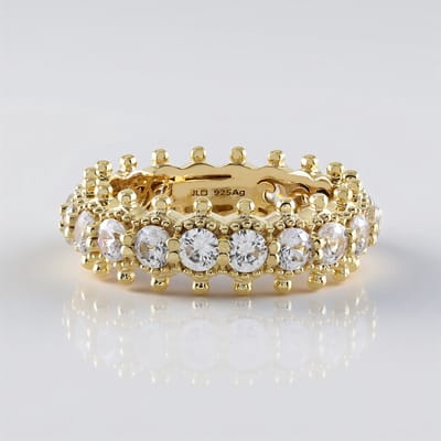 Cavill - Vergulde 925 Sterling Zilver Ring - 20 Rondgeslepen Cambodjaanse Zirkonia's 2,7 ct - Elegante Brede Ring Dames