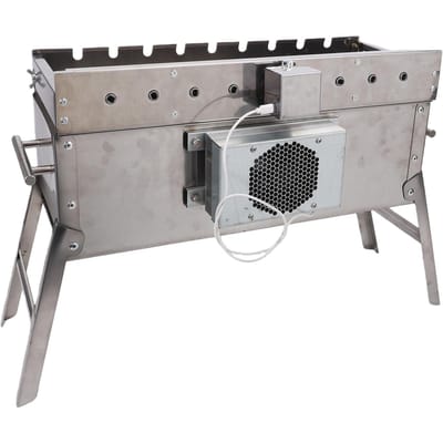 Gril rotatif en acier inoxydable pour barbecue Gril à charbon portable pour le camping Aventures en plein air Facile à nettoyer gray