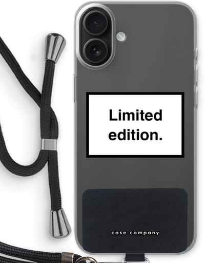 Case Company® - Hoesje met koord geschikt voor iPhone 16 Plus hoesje met Koord - Limited edition - Telefoonhoesje met Zwart Koord - Bescherming aan alle Kanten en Over de Schermrand