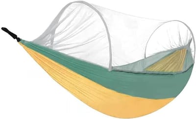 Draagbare Hangmat - Reis Hangmat - Outdoor Ontspanning - Anti-oprolbaar Ontwerp - 270x140 cm - Geel