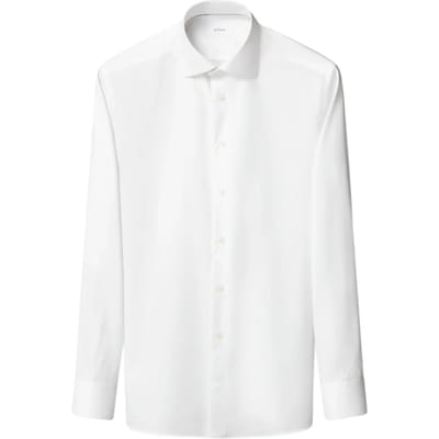 Eton Semi Solid Cotton Lyocell Shirt Lange Mouw Overhemden Wit 100015130
