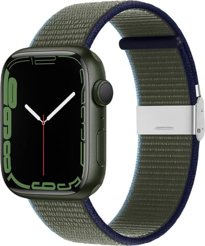 By Qubix - Geschikt voor Apple Watch bandje - Nylon bandje met klemsluiting - Groen - Geschikt voor Apple Watch 38mm / 40mm / 41mm / 42mm - nylon - bandje iWatch