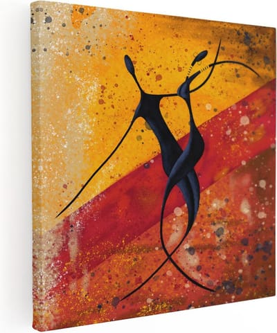 Artaza Canvas Schilderij Abstract - 30x30 cm - Klein - Wanddecoratie Afrika - Muurdecoratie Silhouet - Kamer Accessoires