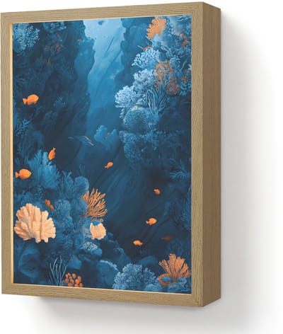 Wandlamp 30x40 cm - Oplaadbaar - Koraalrif - Vissen - Oceaan - Blauw - Wandlampen binnen woonkamer - Slaapkamer lamp - Decoratieve nachtlamp - Vloerlamp draadloos