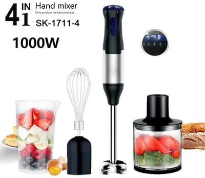 DIMICO - Staafmixer Set 4-in-1 - Staafmixers - Handblender 1000W - Met Garde en Maatbeker - 5 Snelheden - Mixen Pureren Hakken