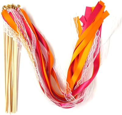 30 Stuks Zijde Feeën Stokken met Belletjes voor Bruiloften, Feestjes en Decoratie met Ribbons en Kant