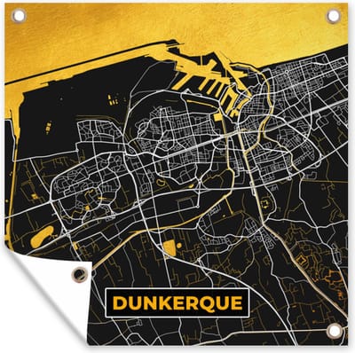 Tuin poster Plattegrond – Kaart – Stadskaart – Frankrijk – Dunkerque - 200x200 cm - Tuindoek