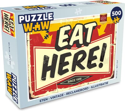 Puzzel Eten - Vintage - Reclamebord - Illustratie - Legpuzzel - Puzzel 500 stukjes
