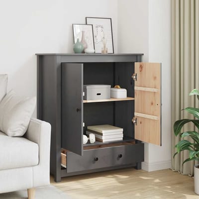 vidaXL - Hoge - kast - 83x41,5x100 - cm - massief - grenenhout - grijs