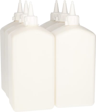 6 x Plastic Fles 1000 ml Tuitdop wit - Gerecycled HDPE- Gerecycled HDPE Kunststof - Onbreekbaar - ca. 70% minder Co2 uitstoot door gerecycled materiaal - 6 stuks