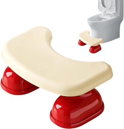 Toilet Opstapbankje - Hurk Verhoger - Houding Ondersteuning - Anti Slip Ontwerp - 39.5 x 25 x 16.5 cm - Rood