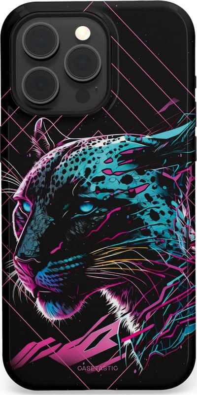 Casetastic hoesje geschikt voor Apple iPhone 15 Pro Max - MagSafe - Dubbellaagse bescherming - Neon Jager - Fashion Case - Zwart Petrol