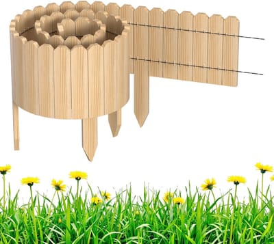 Bloembedomranding Hout - Tuinrand Gazonrand - Tuin Decoratie - Flexibel Vormbaar - 40x200cm - Natuurlijk